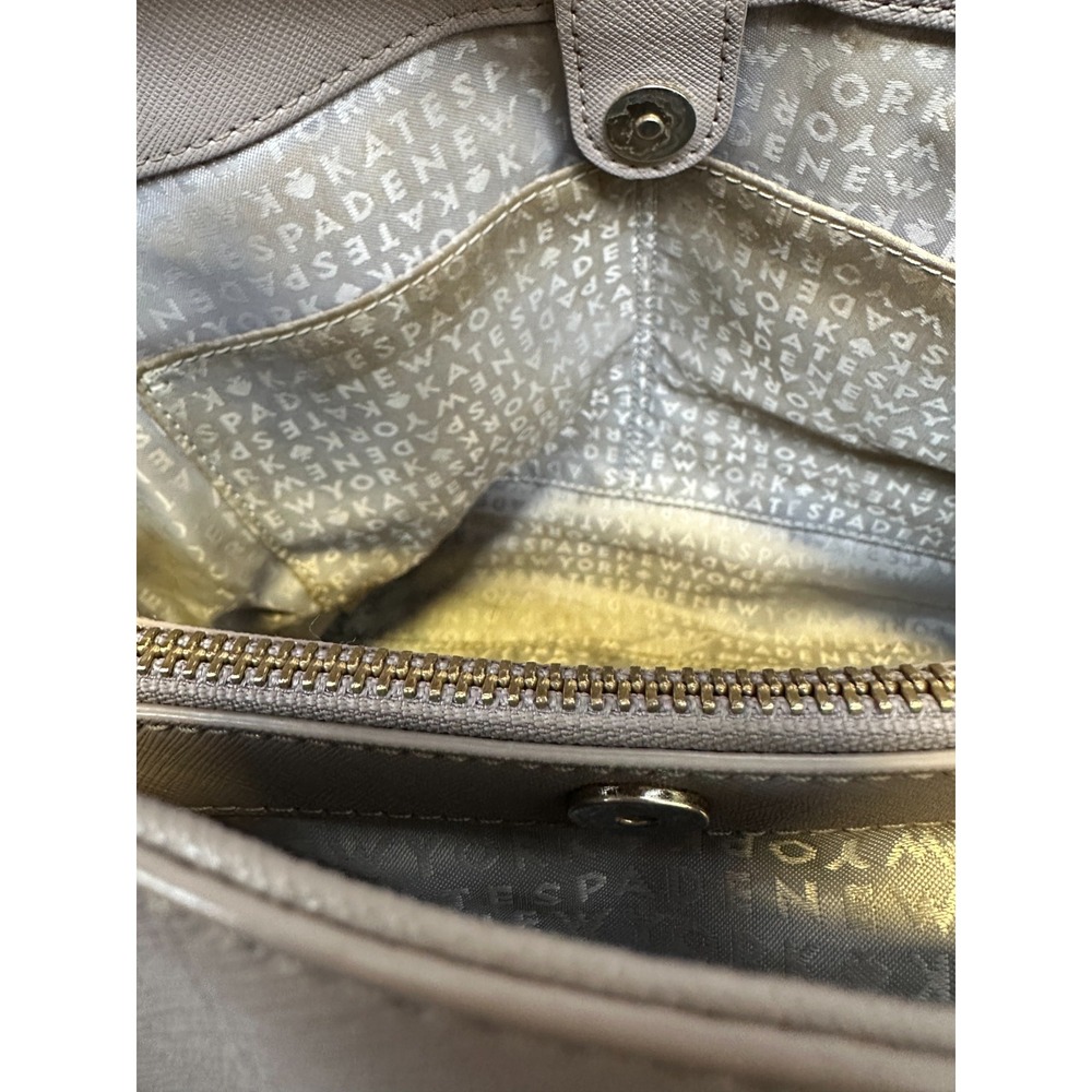 Kate Spade NY Laurel Way Evangelie Taupe Saffiano Leather Satchel Crossbody Bag - Picture 11 of 16